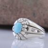 Bague Modèle Araignée en Argent Persan avec Turquoise de Neyshabur pour Homme