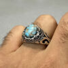 Bague Modèle Negin en Argent Persan avec Turquoise de Neyshabur pour Homme