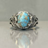 Bague Modèle Negin en Argent Persan avec Turquoise de Neyshabur pour Homme