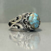 Bague Modèle Negin en Argent Persan avec Turquoise de Neyshabur pour Homme