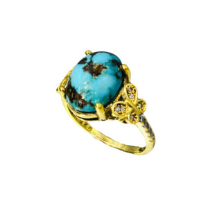 Bague Modèle Papillon en Argent Persan avec Turquoise de Neyshabur pour Femme