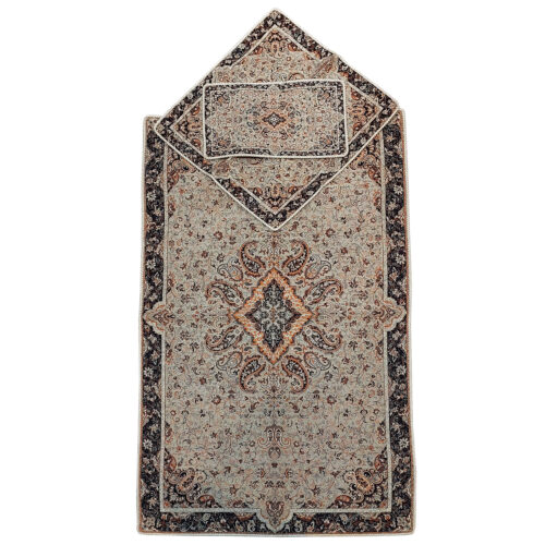 Tapis de prière en Termeh persan de luxe, Sajada mince blanc islamique