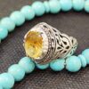 Bague en Citrine Jaune Persane en Argent pour Homme Modèle Ashk