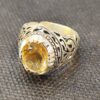 Bague en Citrine Jaune Persane en Argent pour Homme Modèle Ashk