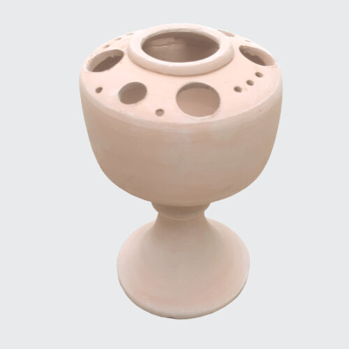 Porte-pinceaux de maquillage en poterie avec pied, artistique et fait main