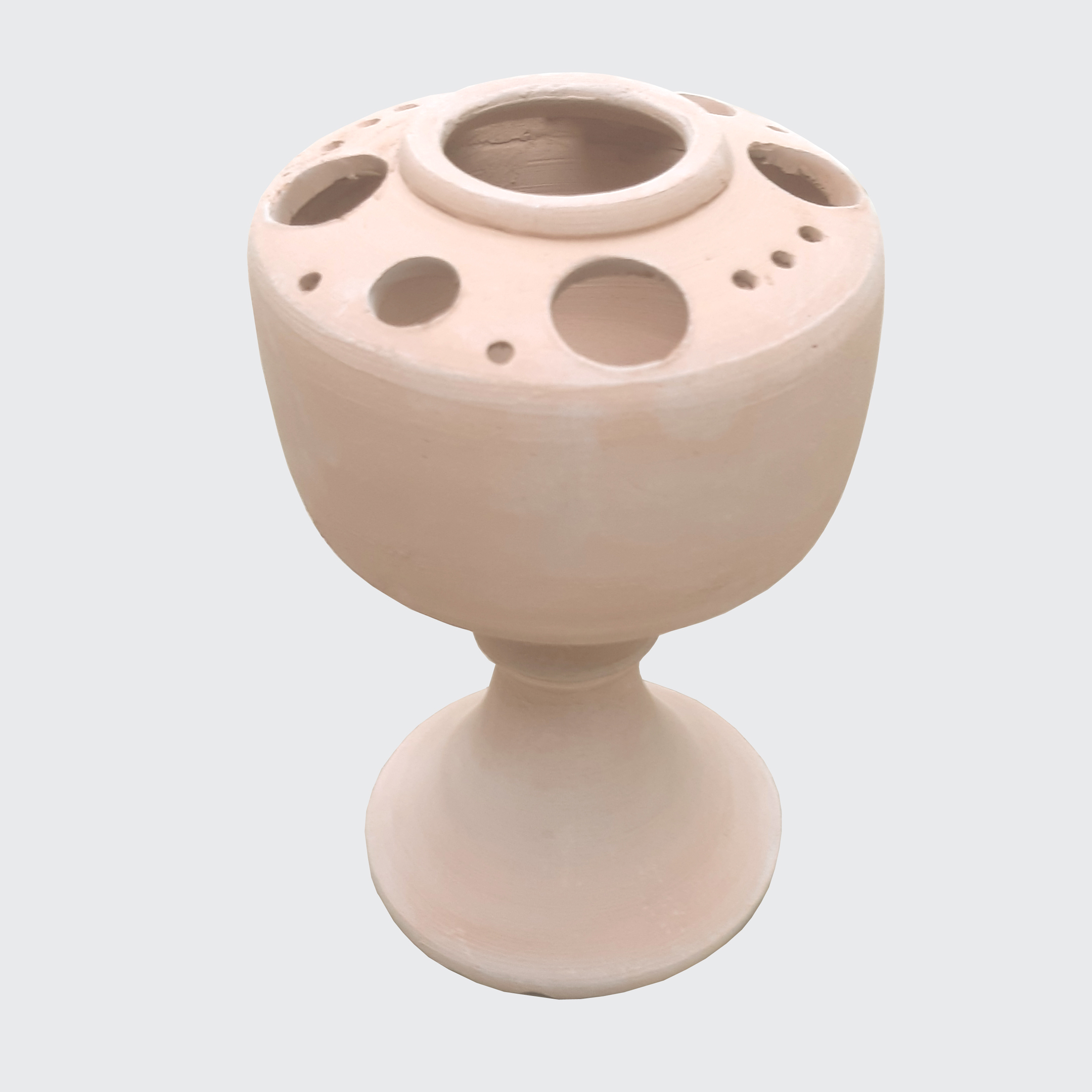 Porte-pinceaux de maquillage en poterie avec pied, artistique et fait main
