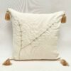 Housse de Coussin Punch Needle - Design Longues Feuilles Crème Brodé