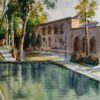 Peinture réaliste originale - Aquarelle sur carton, architecture persane