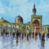Peinture réaliste originale - Aquarelle sur carton, sanctuaire de l’Imam Reza