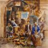 Peinture réaliste originale - Aquarelle sur carton, Grand Bazar de Rasht