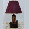 Lampe de table rustique en bois naturel fait main avec abat-jour en tissu