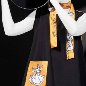 Ensemble robe & écharpe pour femmes avec design calligraphique