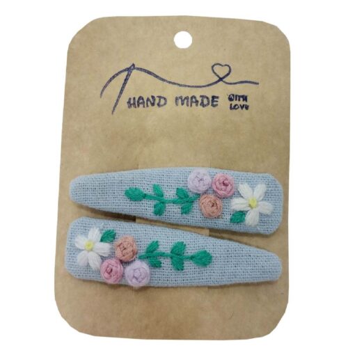 Set de Pinces à Cheveux à Clip avec Design de Fleur Brodé à la Main