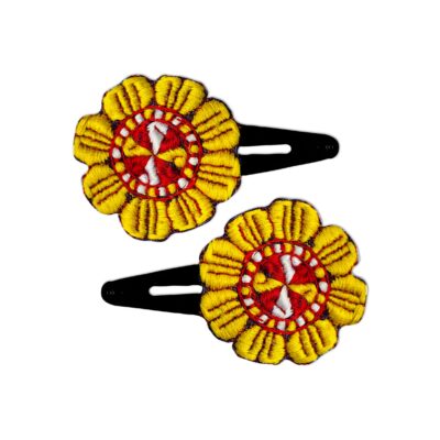 Set de Pinces à Cheveux à Clip avec Design Brodé à la Main de Fleur