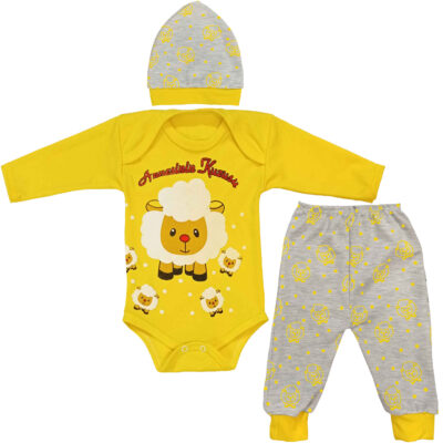 Ensemble de vêtements unisexe pour bébé de 3 pièces modèle Agneau