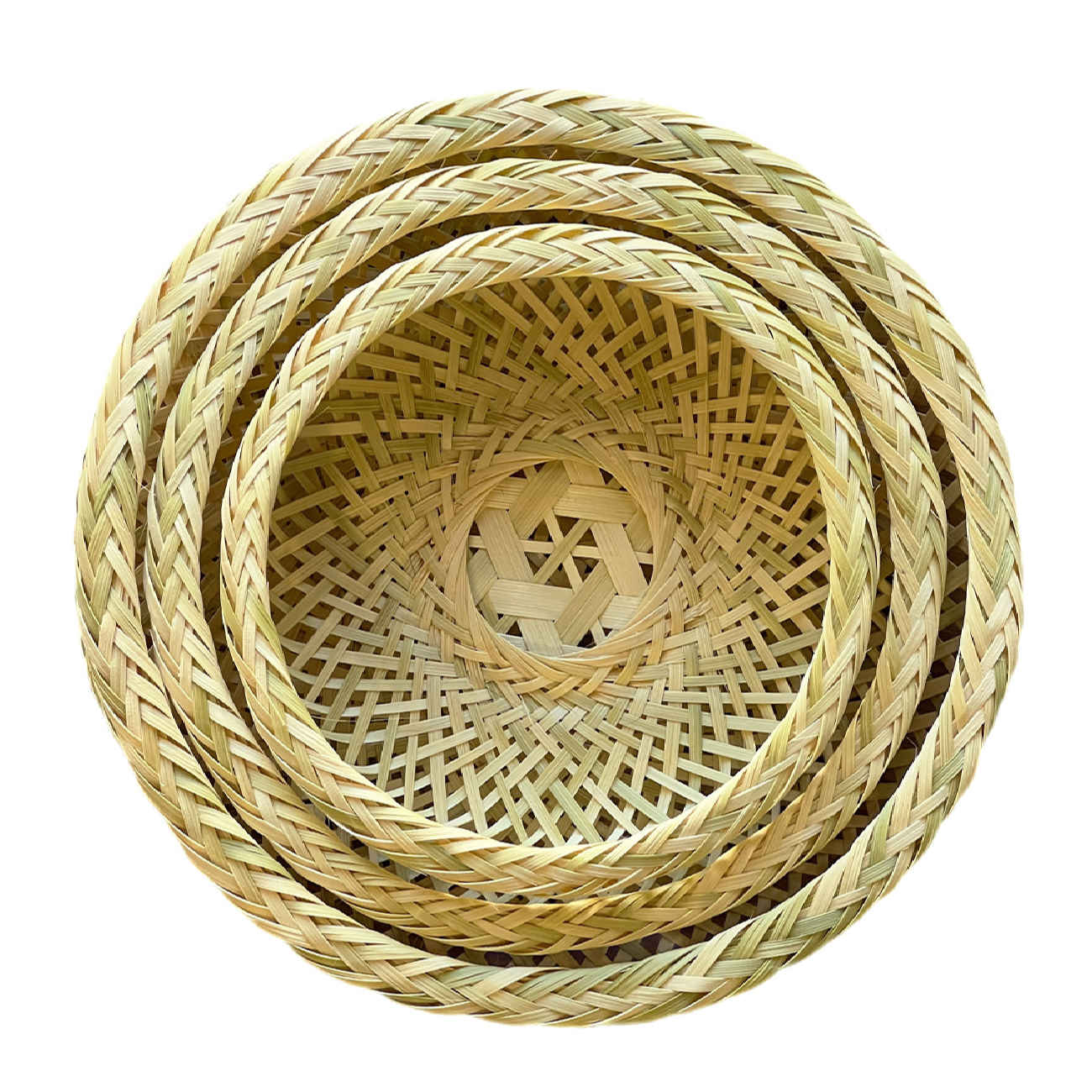 Panier en bambou tissé à la main, modèle Circle, ensemble de 3