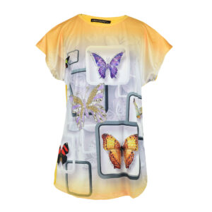 Chemise à manches courtes en coton pour femmes avec design papillon