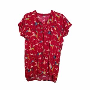 Chemise à manches courtes en coton pour femmes avec design cerf
