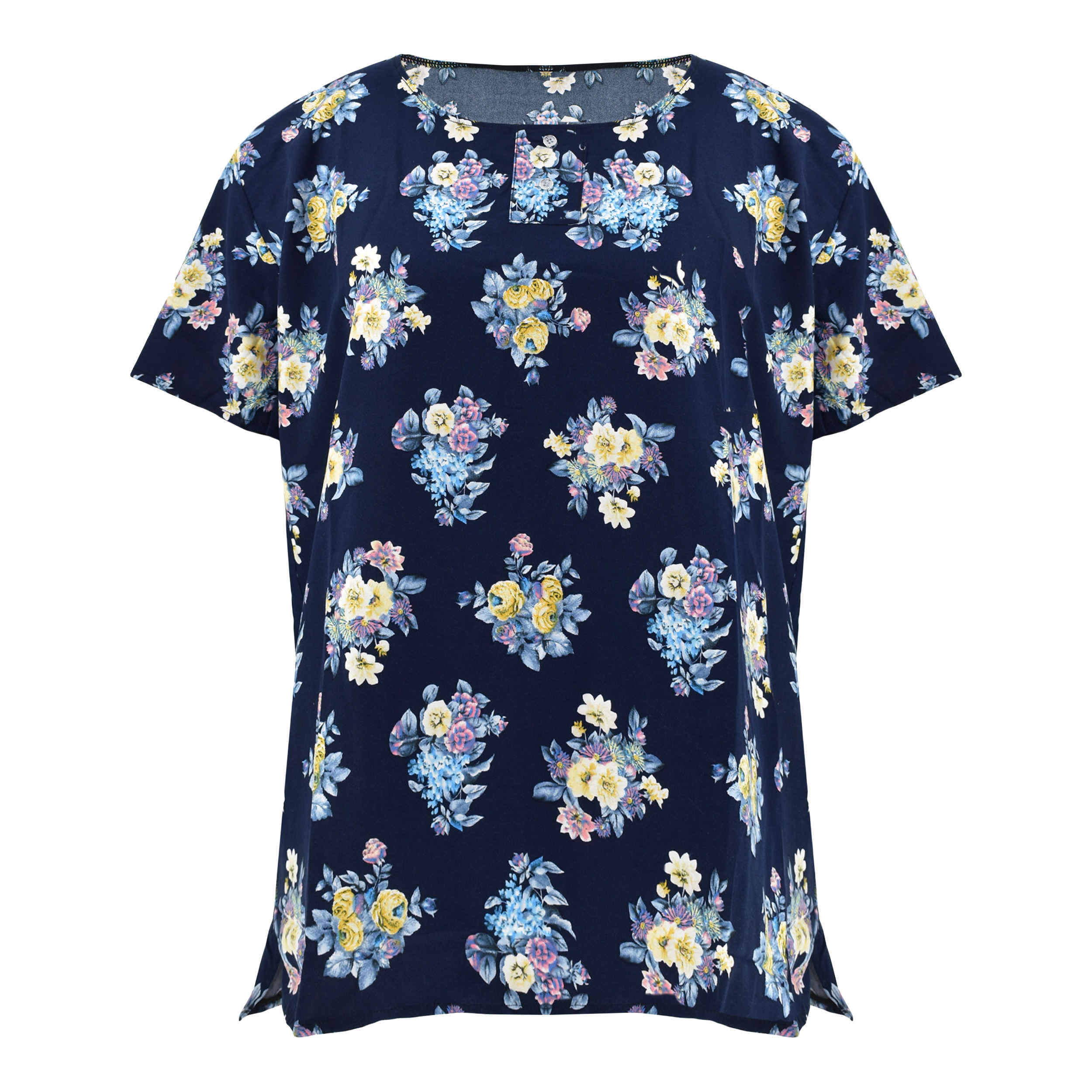 Chemise à manches courtes en coton pour femmes avec design floral