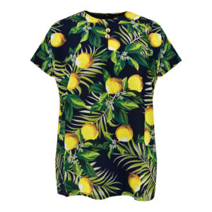 Chemise à manches courtes en coton pour femmes avec design citron