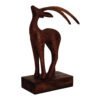 Figurine décorative de gazelle en bois - Sculpture artisanale d'art de faune
