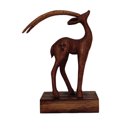 Figurine décorative de gazelle en bois – Sculpture artisanale d’art de faune