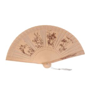 Éventail en Bois Pliant & Portable Modèle Japonais Crème