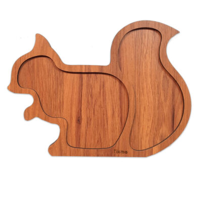 Plateau en bois MDF en forme d’écureuil (lot de 2) – Ludique et pratique