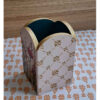 Porte-pinceaux de maquillage en bois fait main avec design floral