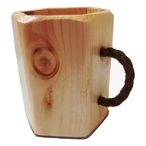 Porte-pinceaux de maquillage en bois Cup avec poignée en corde fait main Élégance