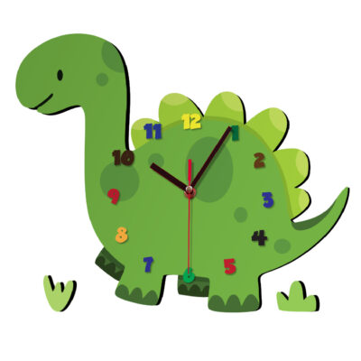 Horloge Murale en Bois pour Chambre d’Enfant avec Design de Dinosaure Mignon