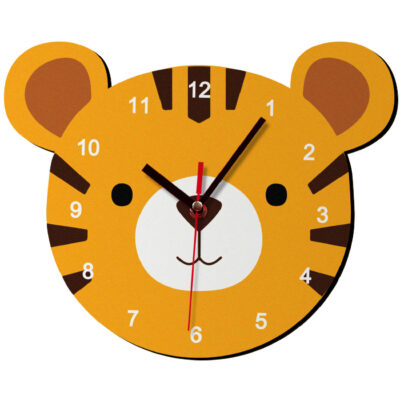 Horloge Murale en Bois pour Chambre d’Enfant avec Design de Tigre Mignon