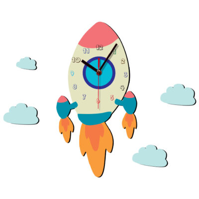 Horloge Murale en Bois pour Chambre d’Enfant avec Design de Jet