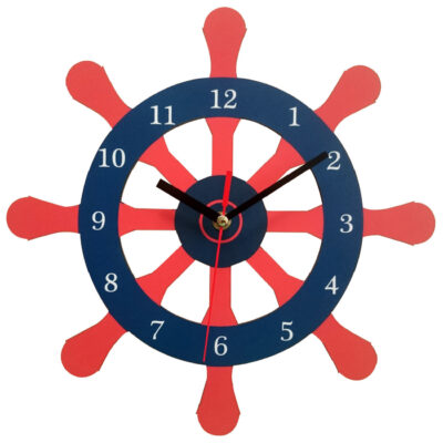 Horloge Murale en Bois pour Chambre d’Enfant avec Design de Roue de Bateau