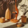 Vase à bourgeons décoratif en bois fait main – Style minimaliste et rustique, couleur marron.