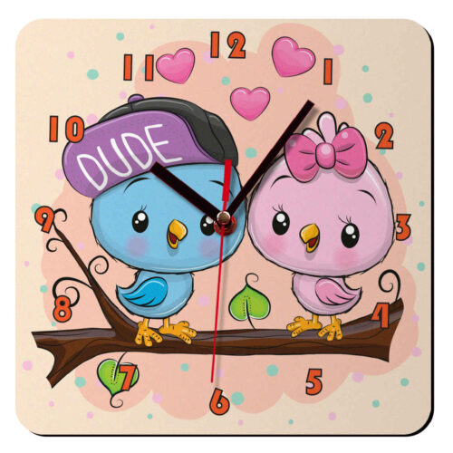 Horloge Murale en Bois pour Chambre d’Enfant Modèle Hiboux Bébé