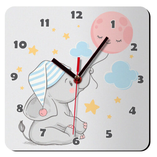 Horloge Murale en Bois pour Chambre d’Enfant Modèle Petit Éléphant
