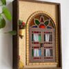 Porte-clés mural en bois persan fait main avec design de fenêtre de cottage traditionnel