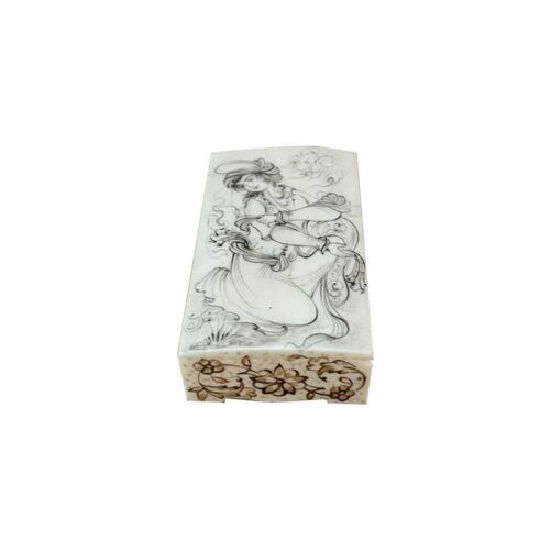 Boîte à bijoux en os artisanale avec motif Shahrzad d’inspiration persane