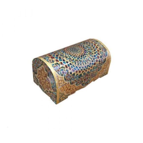 Boîte à bijoux en os artisanale avec motif Tazhib d’inspiration persane