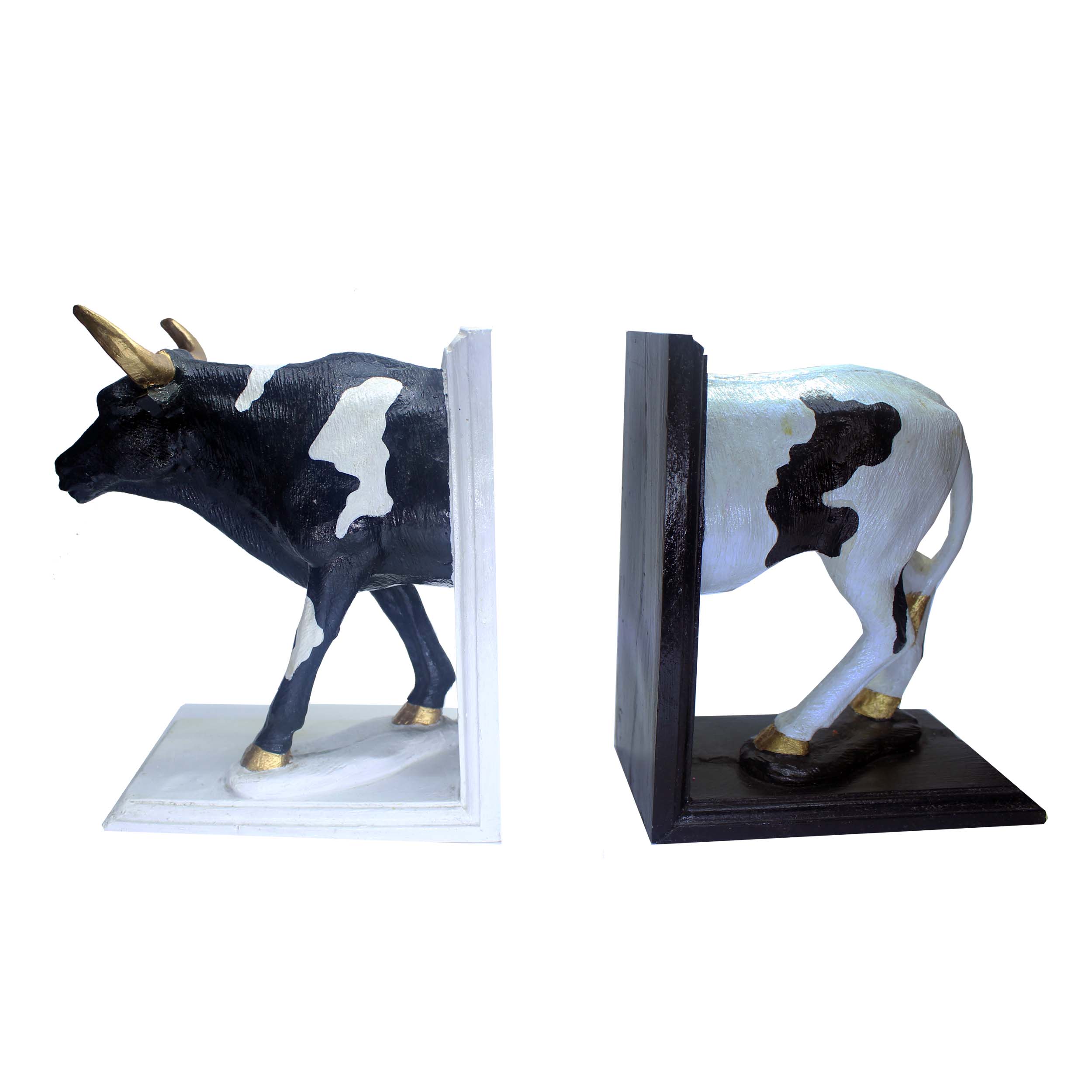 Decorative Bookend with Sculpture in Cow Design
