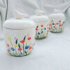 Bocal en céramique avec peinture à la main, design de fleurs, Ensemble de 3