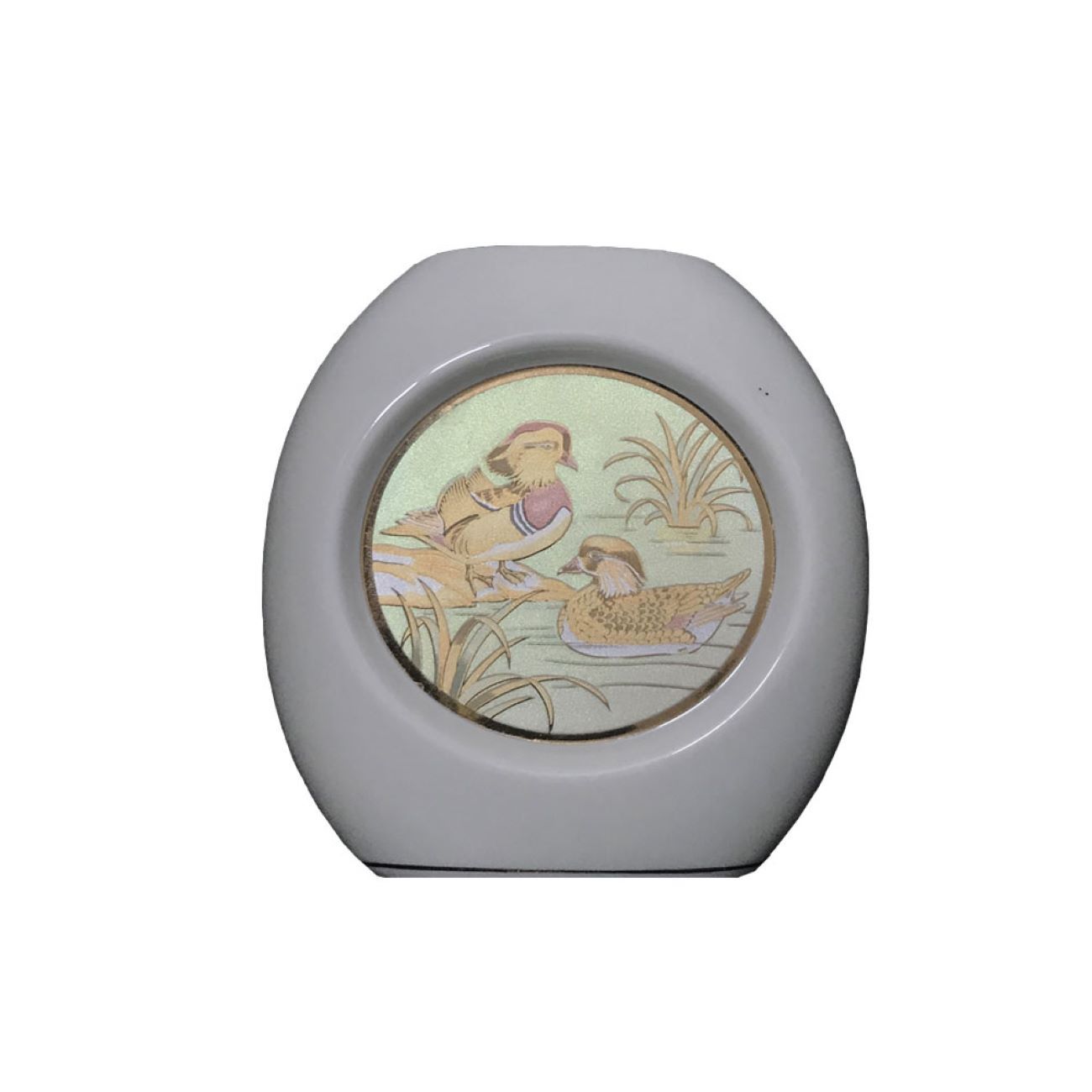 Porte-Pinceaux de Maquillage en Céramique avec Motif Oiseaux & Marais