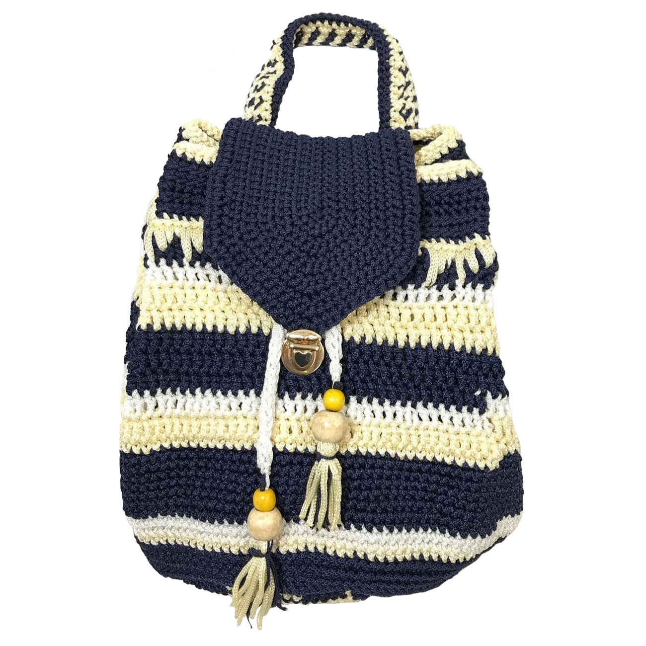 Sac à dos décontracté en crochet avec design géométrique, fait main