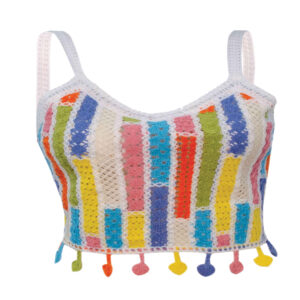 Top court en crochet pour femmes tissé à la main modèle Rainbow