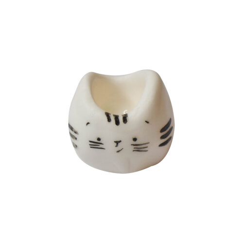 Porte-bougie décoratif en céramique avec design de chat pour une ambiance cosy