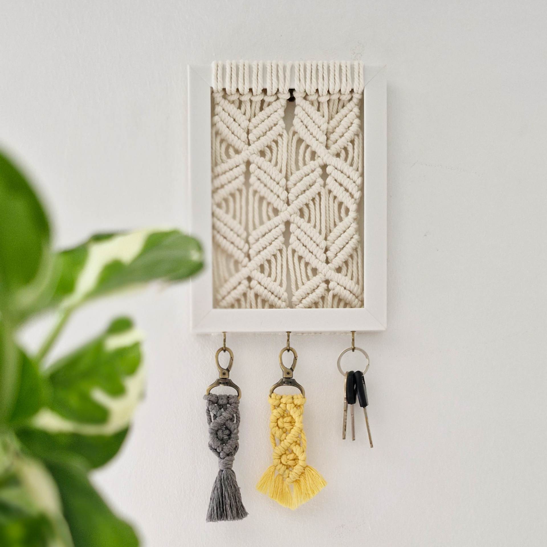 Porte-clés mural décoratif Macramé tissé à la main