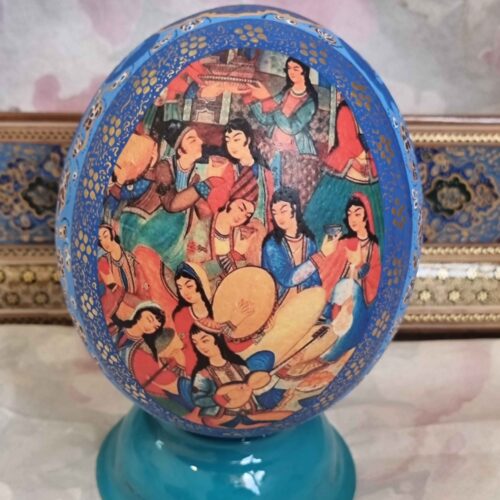 Œuf d’autruche décoratif persan peint à la main – Layla & Majnun