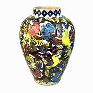 Vase décoratif en céramique persan peint à la main avec design Gol o Morgh
