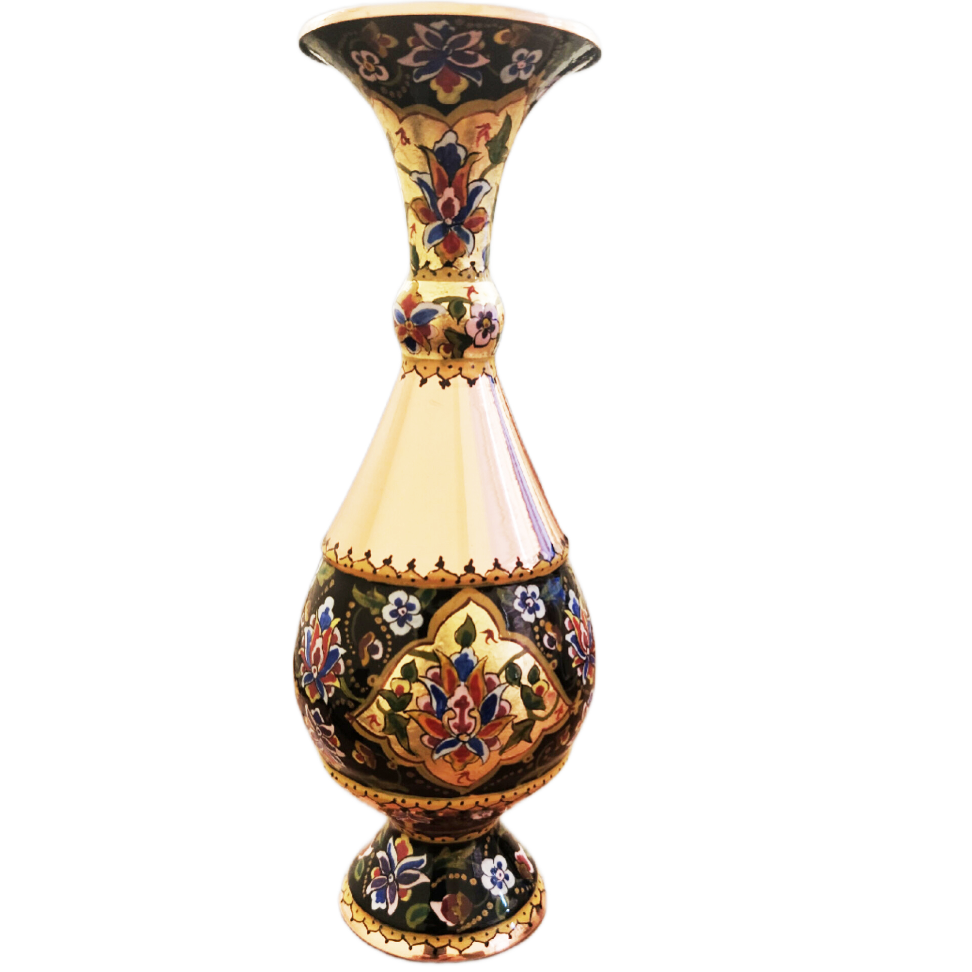 Vase décoratif en cuivre persan fait main avec design floral traditionnel